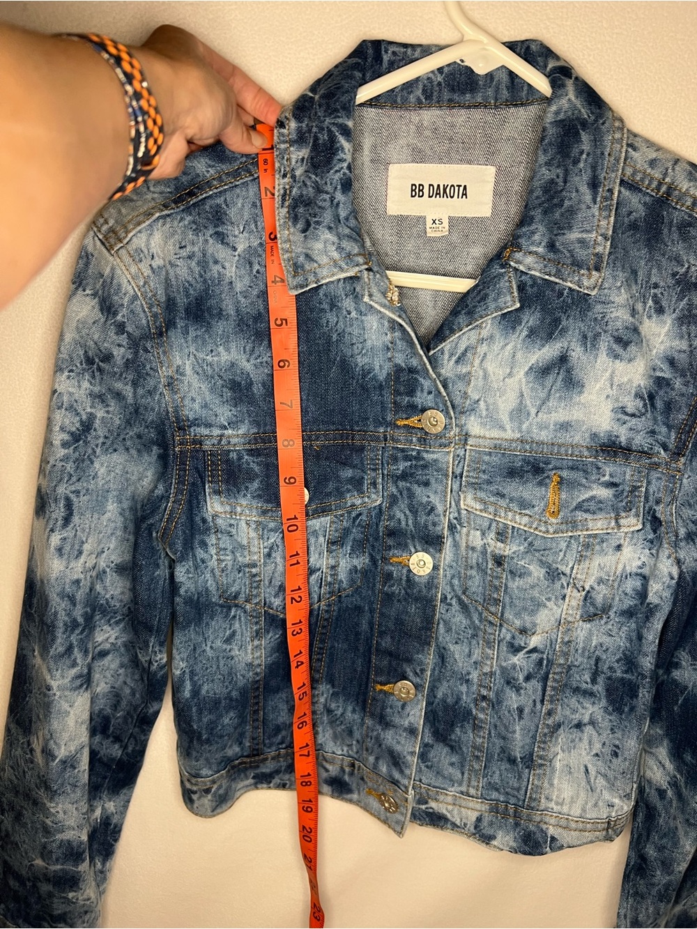 Y2K Acid Wash Denim Fringe Jacket XS | Cropped Western Grunge Boho Festival - Picture 7 of 8